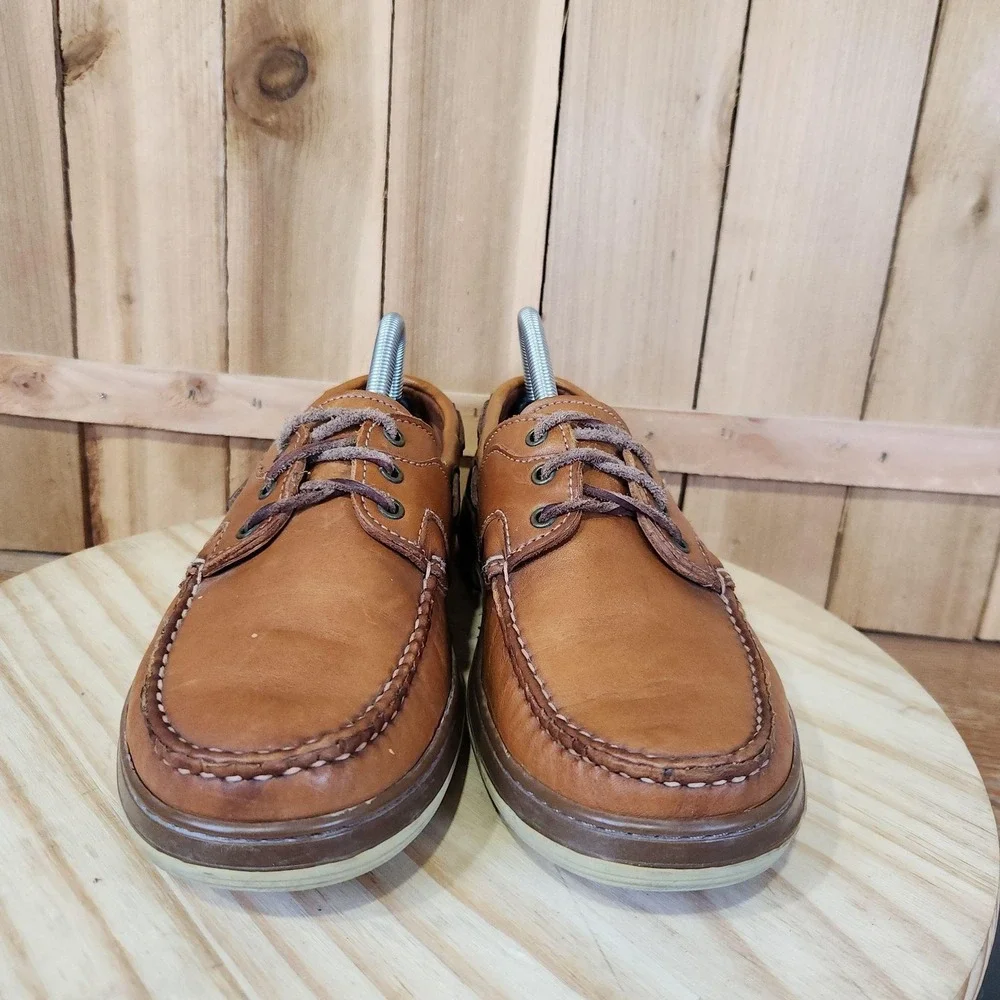 Allen Edmonds Eastport 3 Eye Shoes Mens 9 Brown Leather Boat Deck Moc Toe Casual